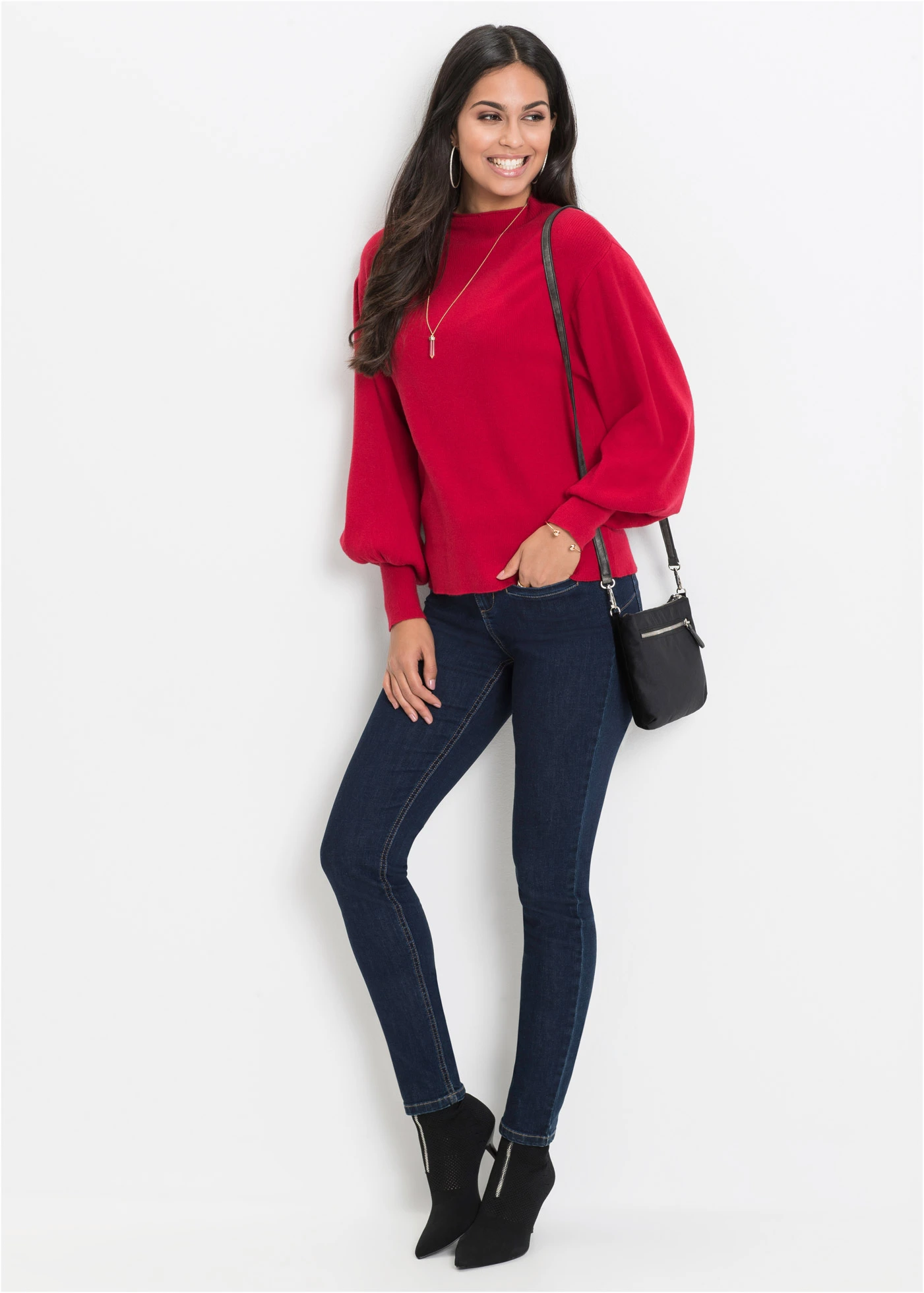 Oversize pulóver • červená • obchod bonprix