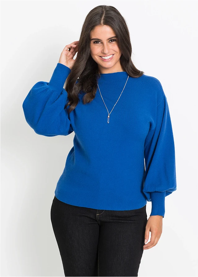 Pull oversize en viscose majoritaire, Couleur: bleu roi