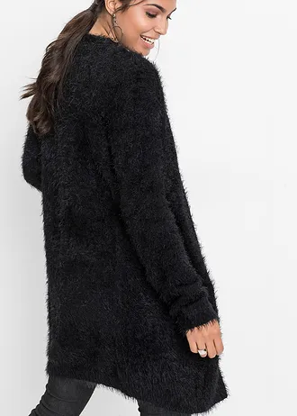 Gilet long en maille duveteuse • noir • Boutique bonprix