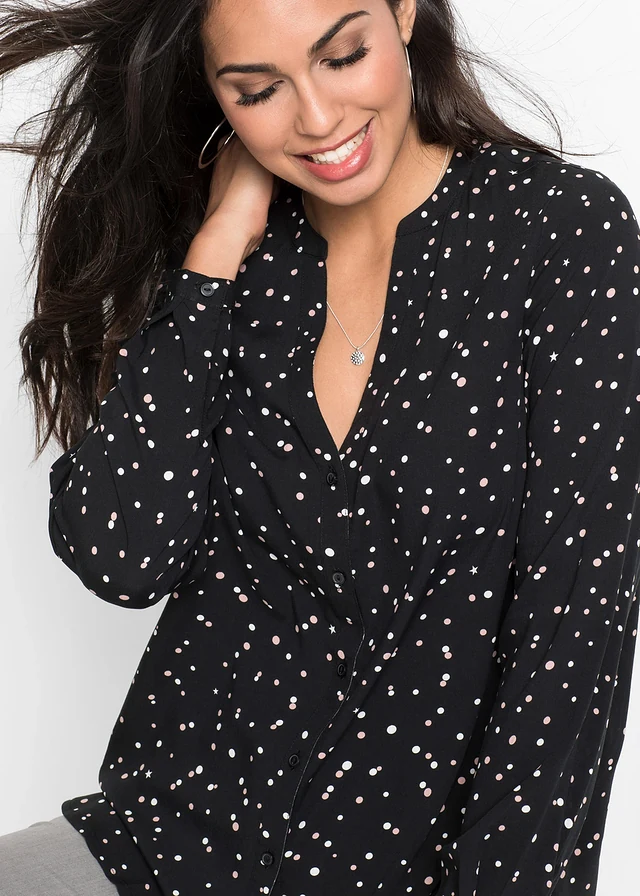 Chemisier 100% viscose • noir pois • Boutique bonprix