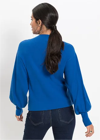 Oversized trui in een viscosemix, Kleur: royalblauw