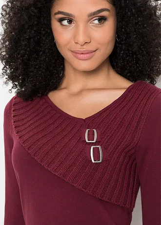 Finom kötésű pulóver pamut-keverékből • bordó • bonprix áruház