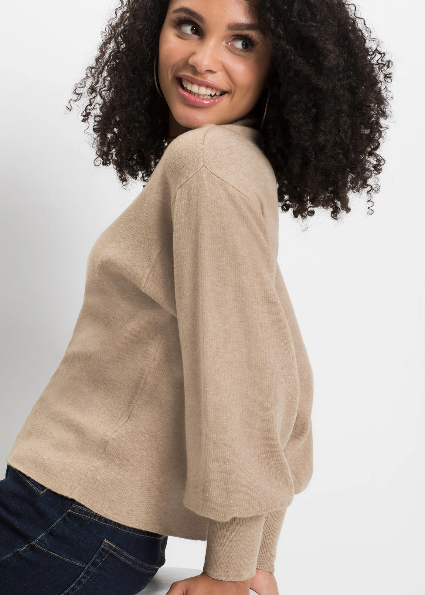 Oversize pulóver z viskózového mixu • béžová melírované • obchod bonprix