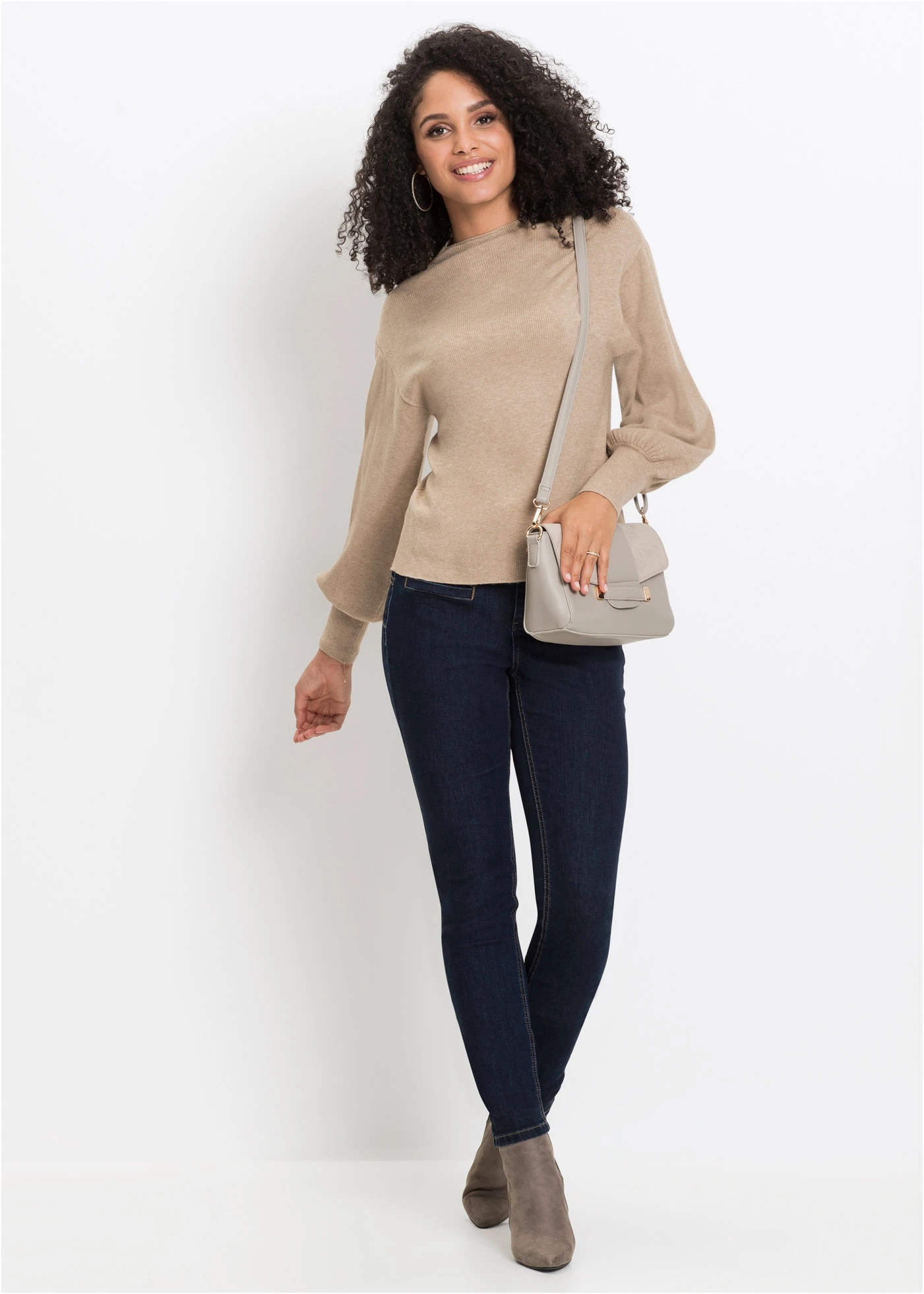 Oversize pulóver • béžová melírované • obchod bonprix