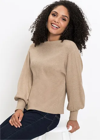 Oversize pulóver • béžová melírované • obchod bonprix