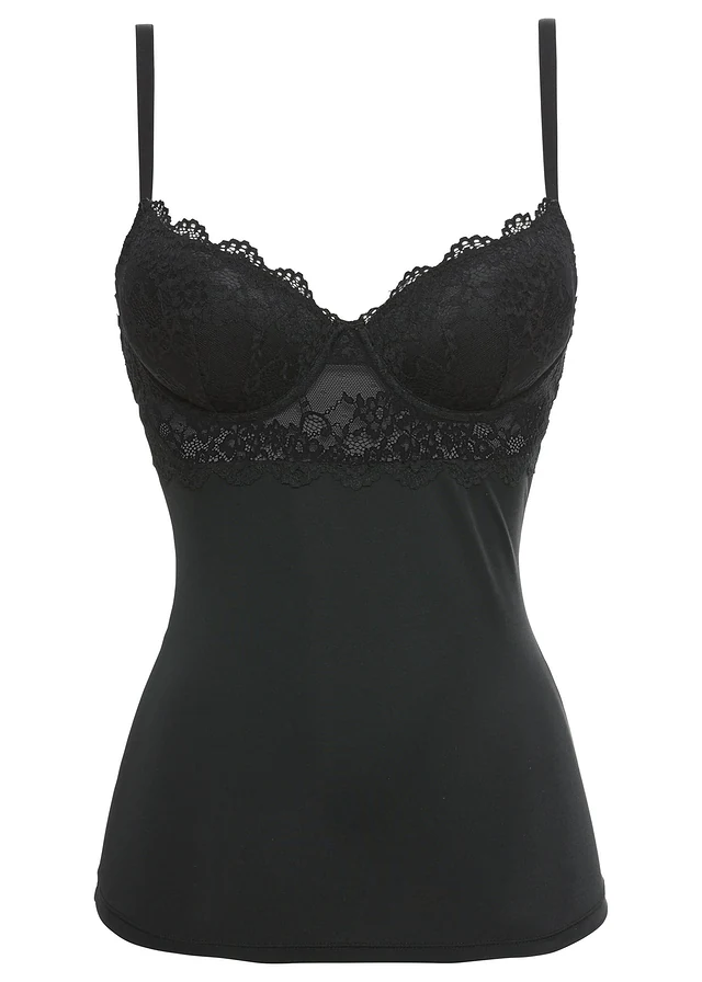 Bh-hemd van gladde microvezel, Kleur: zwart