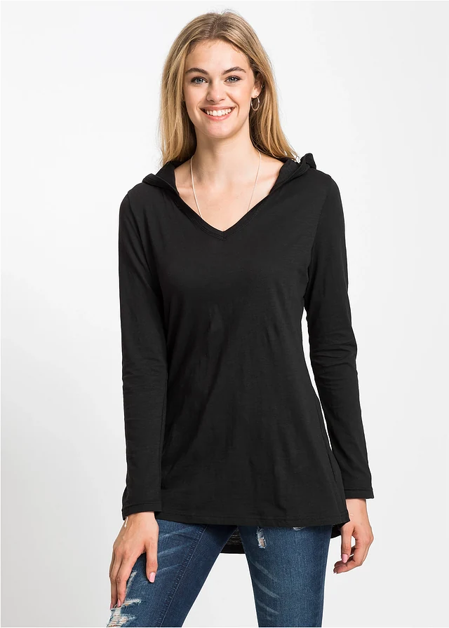 Longshirt met capuchon • zwart • product-page.page-title-suffix