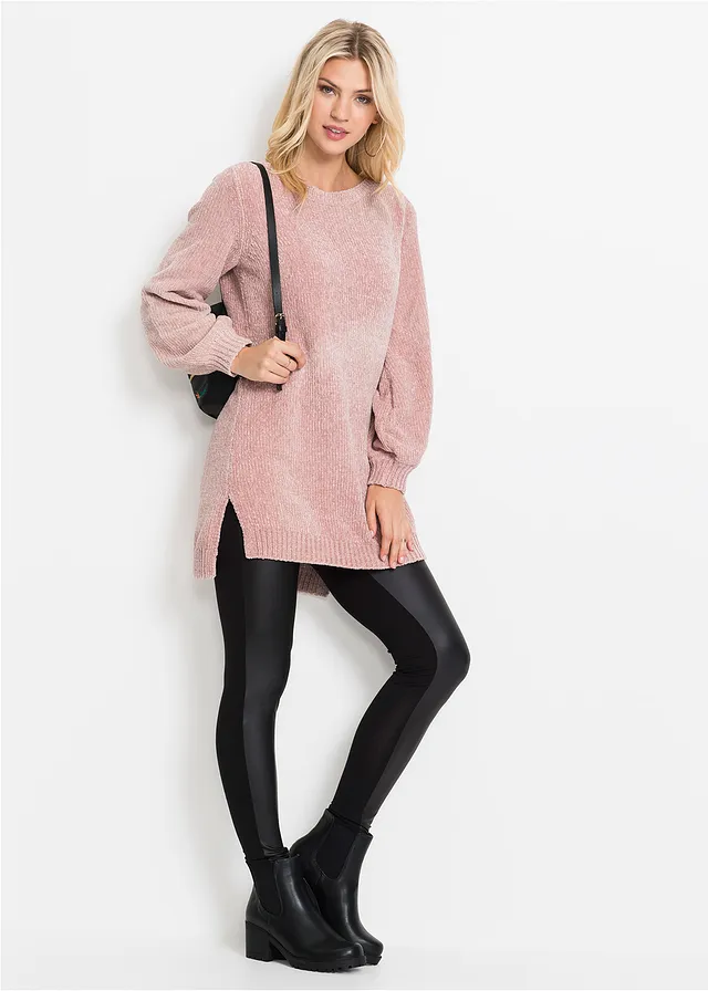 Imitatieleren legging met viscose zwart