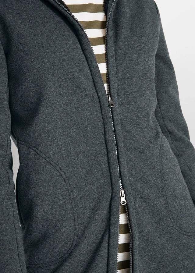 Sweat zippé à capuche avec polaire peluche • anthracite chiné • product-page.page-title-suffix