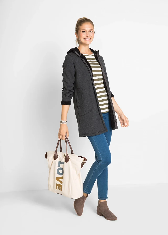 Sweatvest met capuchon en teddy • antraciet gemêleerd • product-page.page-title-suffix