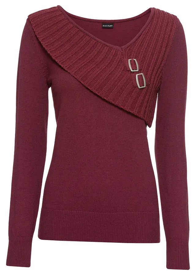Fijngebreide trui in een katoenmix • bordeaux • bonprix online shop