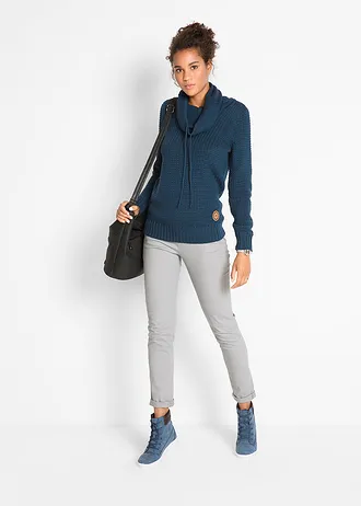 Svetr s rolákovým límcem a šňůrkami • tmavě modrá • bonprix obchod