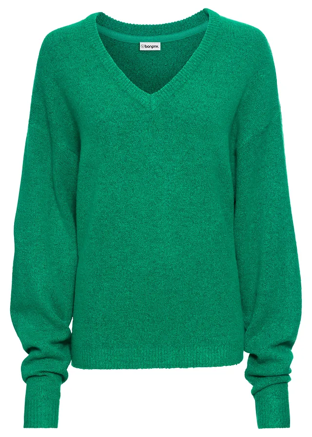 Pletený oversize svetr • mátově zelený melír • bonprix obchod