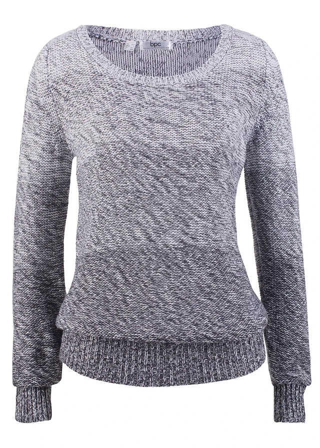 Pull en grosse maille avec dégradé de couleur, Couleur: gris chiné