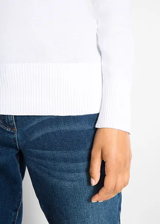 Fijngebreide trui met V-hals • wit • bonprix online shop