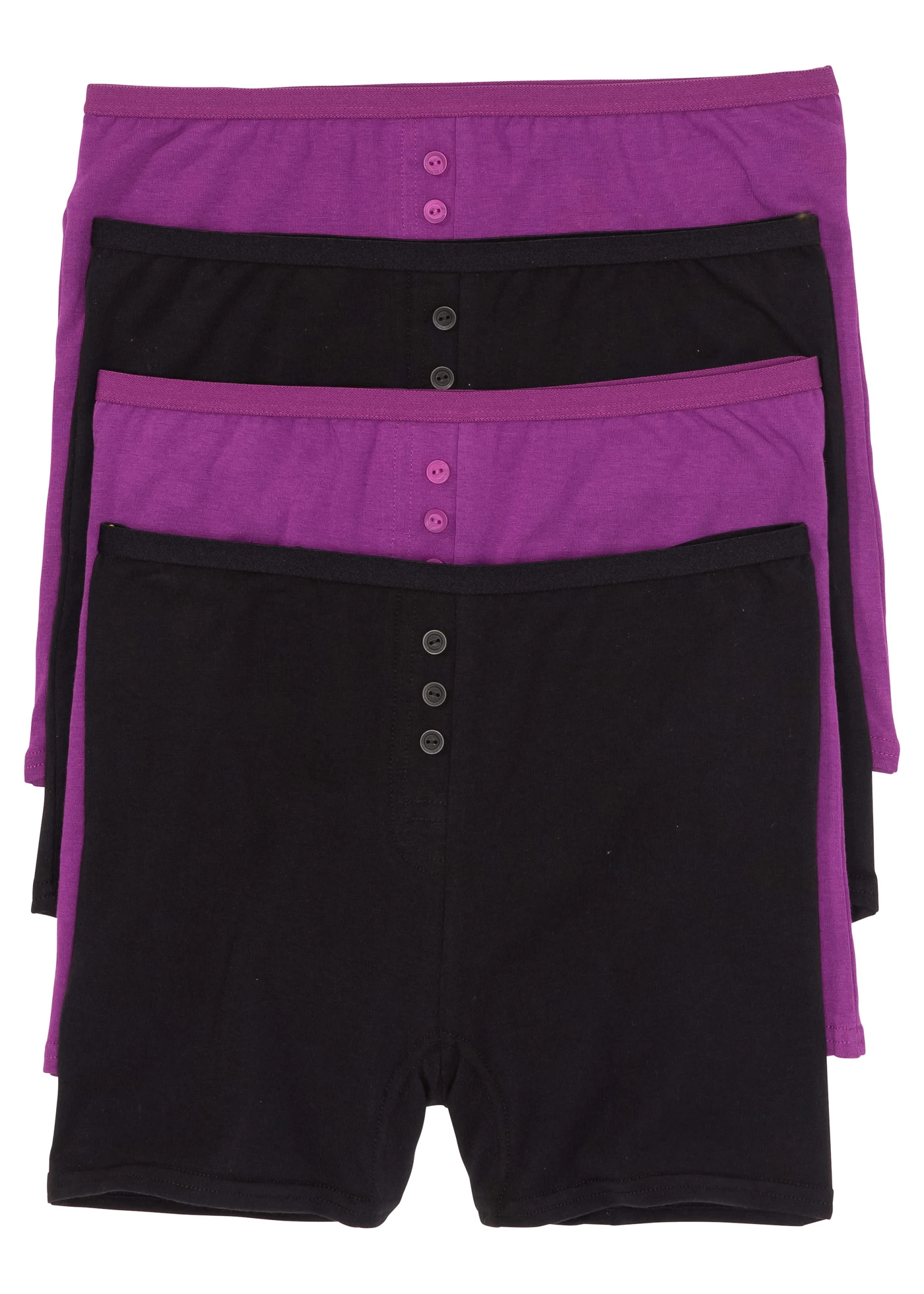 High Waist bokszeralsó puha pamuttal (4 db-os csomag) • fekete+ibolyalila • bonprix áruház