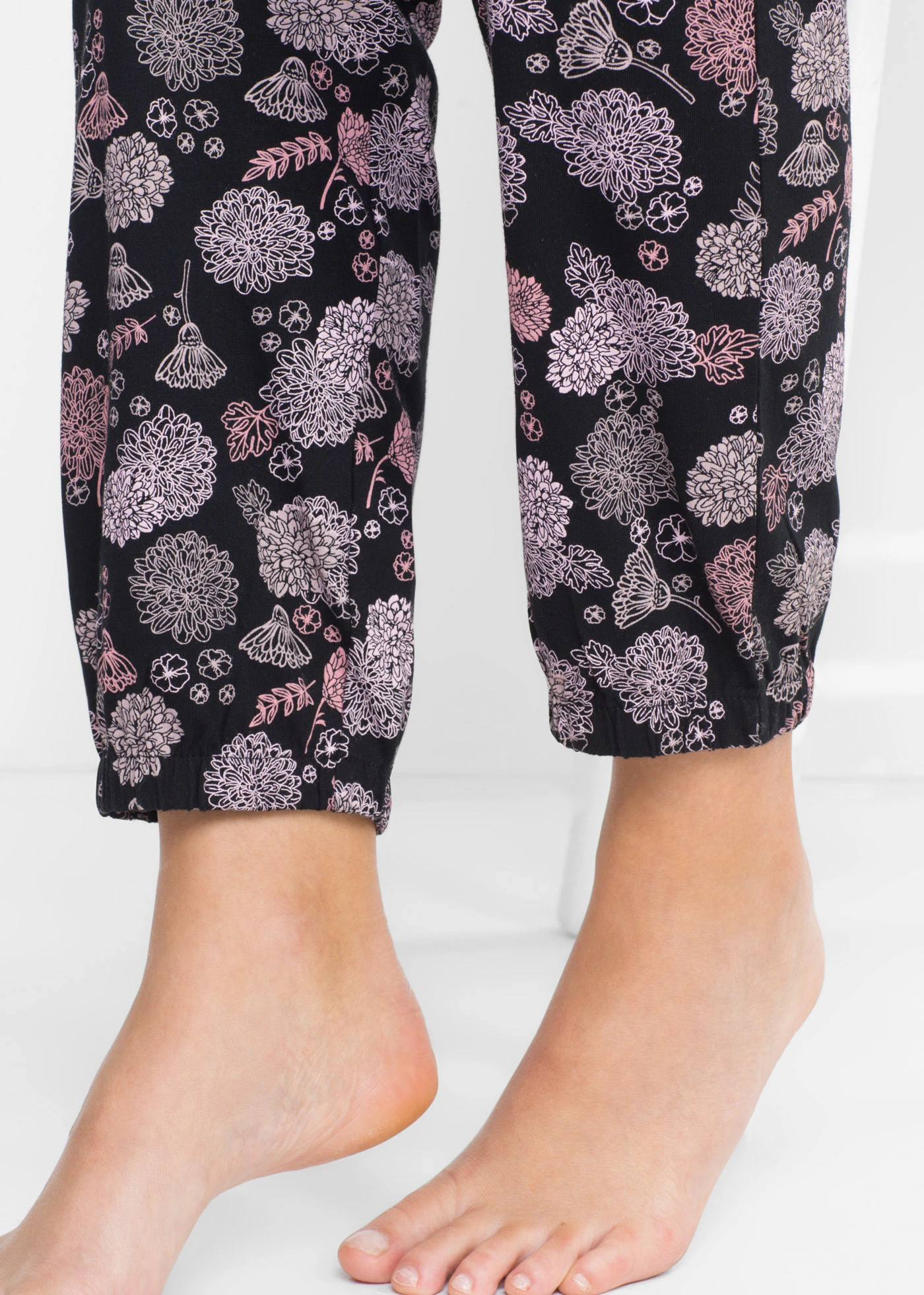 Pantaloni lungi de pijama din bumbac organic 100% (set/2 buc.) • negru cu imprimeu • magazin bonprix