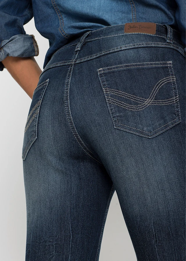 Bootcut comfort stretch jeans, high waist • donkerblauw used • product-page.page-title-suffix