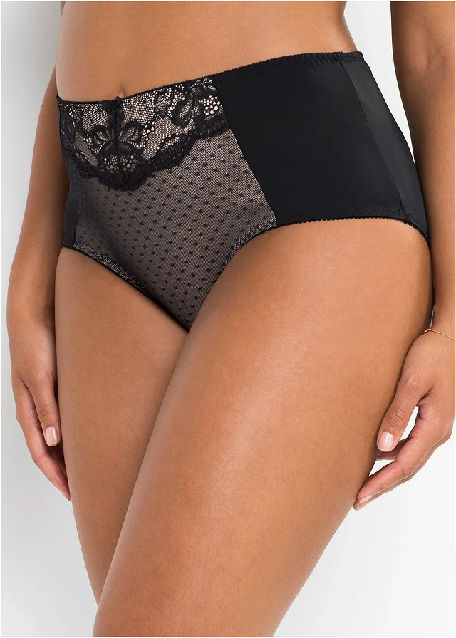 Corrigerende slip met kant, Kleur: zwart/sandbeige