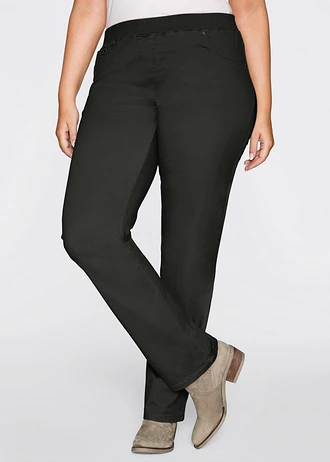 Pantalon à enfiler avec taille confortable, Straight, Couleur: noir
