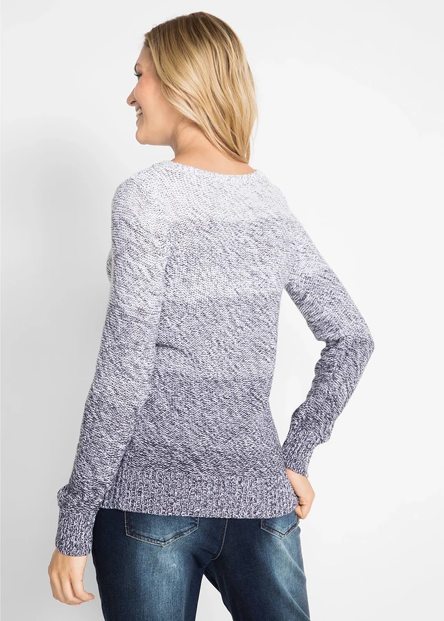 Pull en grosse maille avec dégradé de couleur • gris chiné • product-page.page-title-suffix