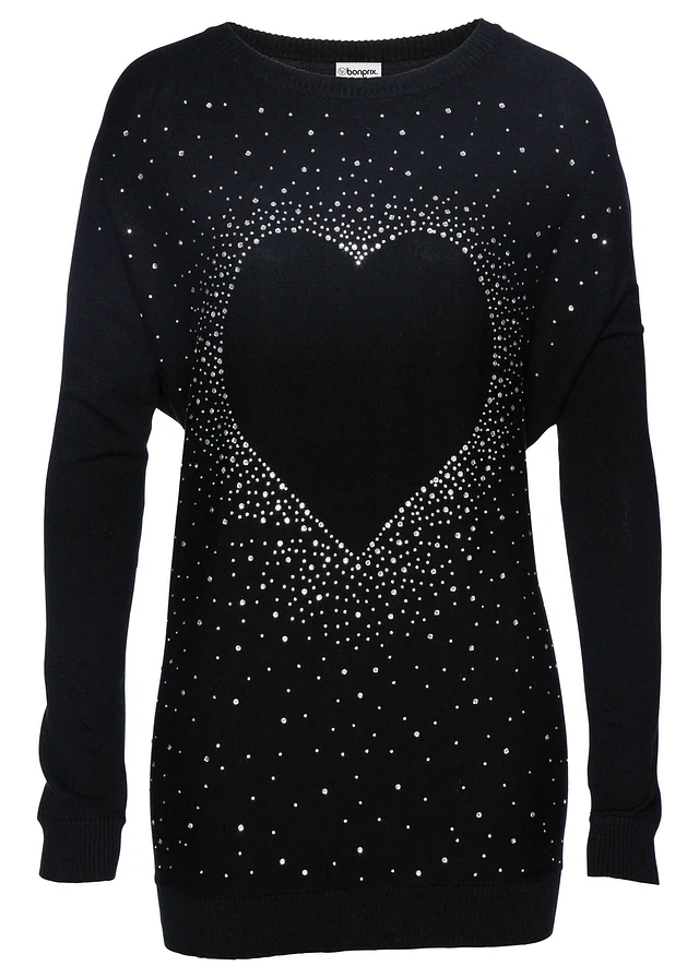 Pull long, Couleur: noir métallisé