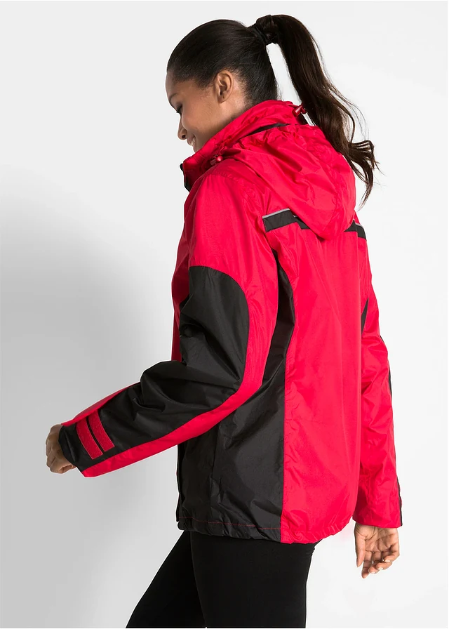 Veste imperméable technique, Couleur: rouge / noir