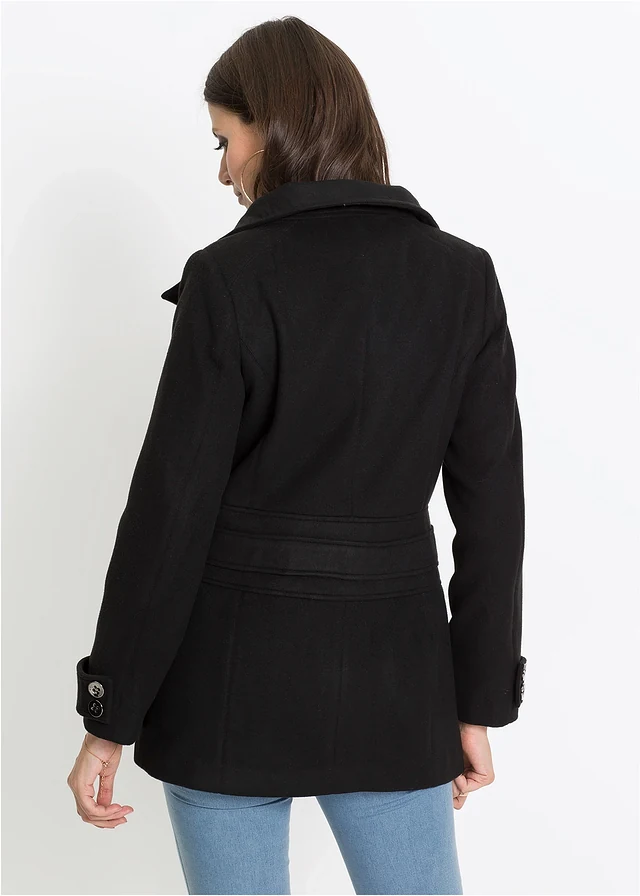 Korte coat, korte maten, Kleur: zwart