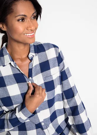 Chemisier en flanelle • bleu nuit carreaux • Boutique bonprix