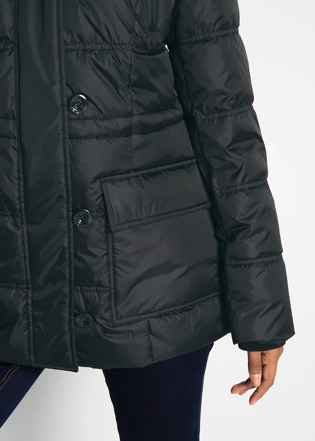 Veste matelassée à capuche, Couleur: noir