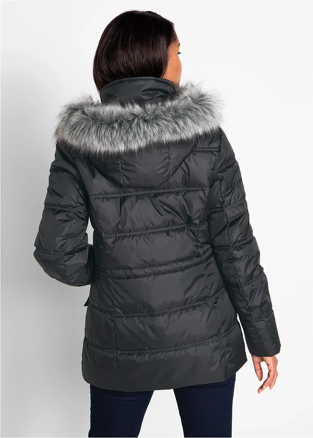 Veste matelassée à capuche, Couleur: noir