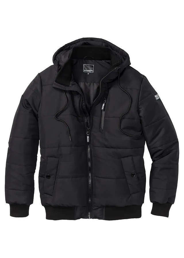 Geacă matlasată stil bluzon, cu glugă