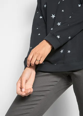 Bluză cu mâneci lungi cu imprimeu, din bumbac • negru • magazin bonprix