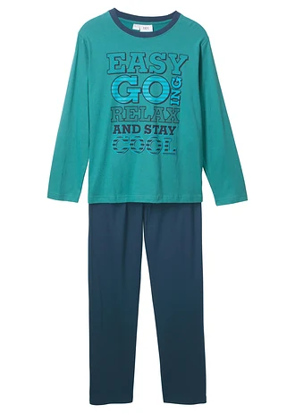Pijama din bumbac 100% • albastru-verde/bleumarin • magazin bonprix