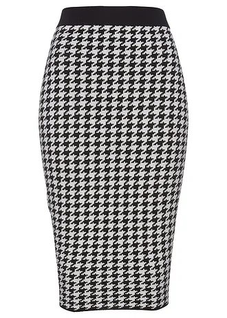 Pletená sukně • černá  / světle krémová kostkované • bonprix obchod