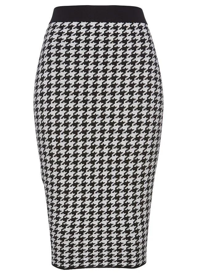 Pletená sukně • černá  / světle krémová kostkované • bonprix obchod