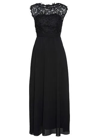 Maxi jurk met kant • zwart • bonprix online shop