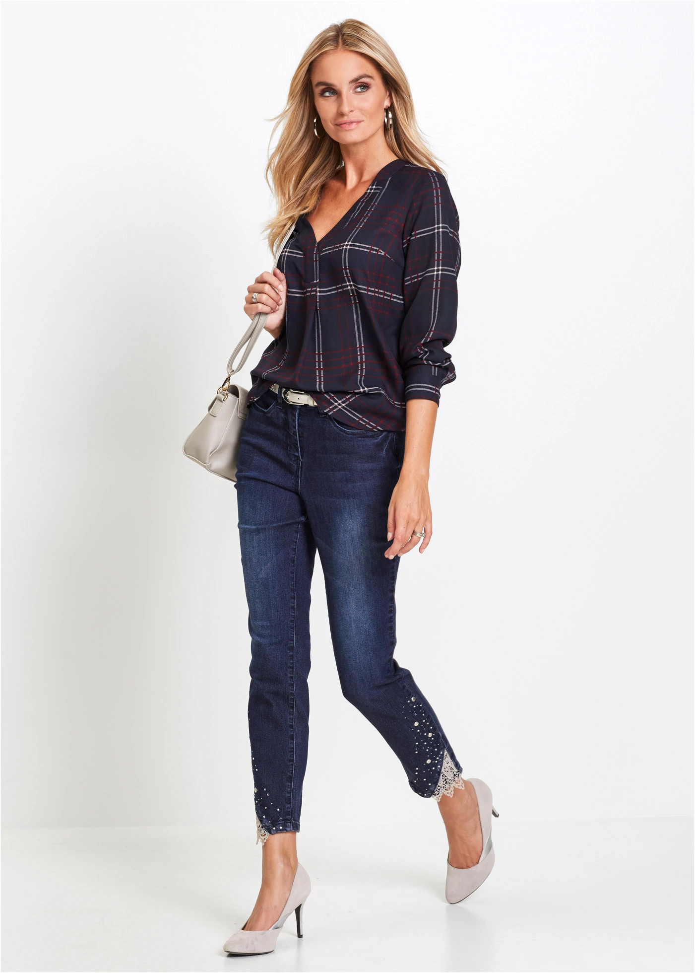 Tunică • bleumarin cadrilat • magazin bonprix