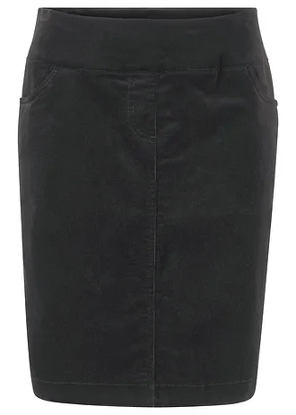 Strečová manšestrová sukně z bavlny s pohodlným pasem • černá • bonprix obchod