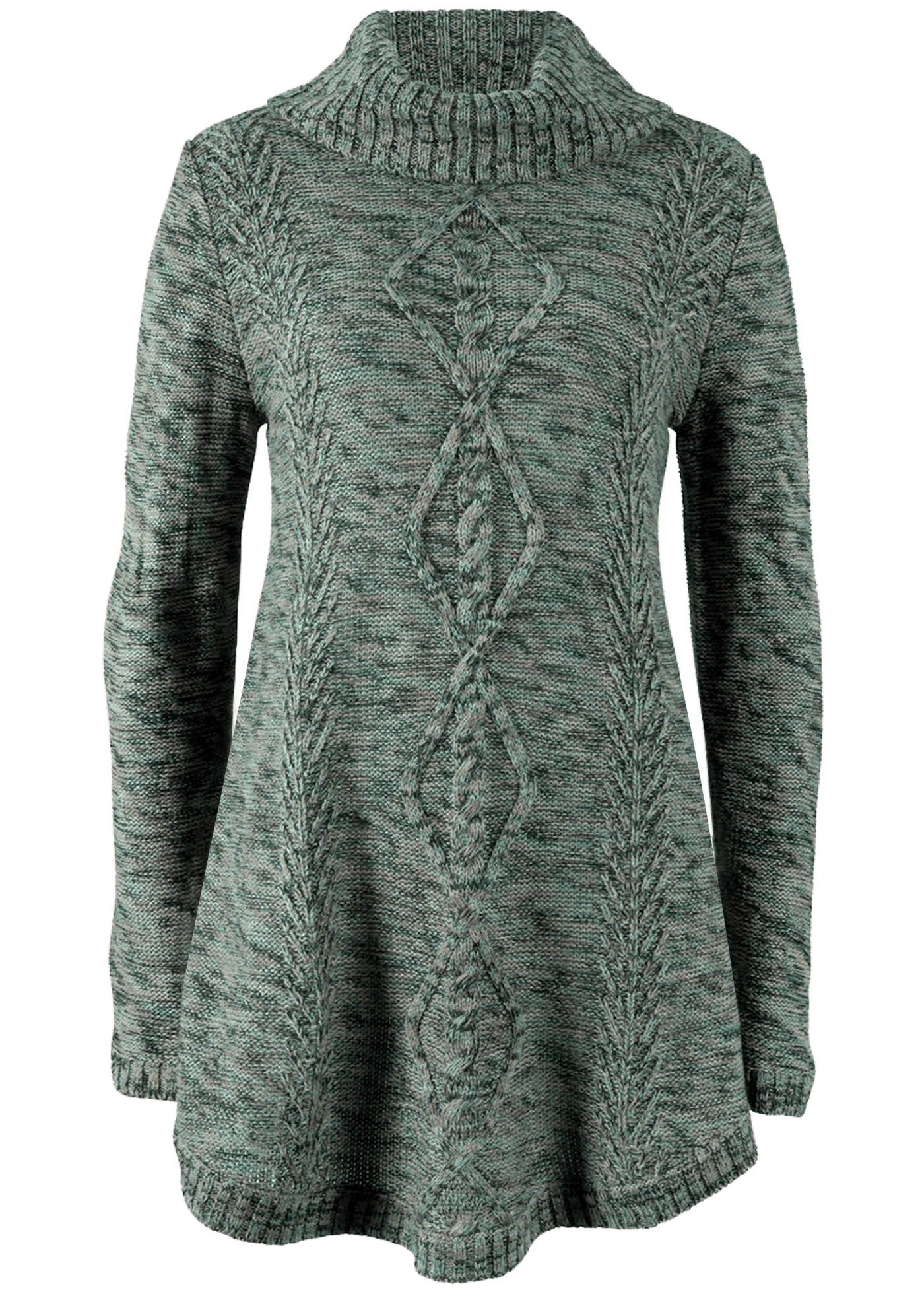 Pončo-svetr s dlouhým rukávem • tmavě zelený melír • bonprix obchod