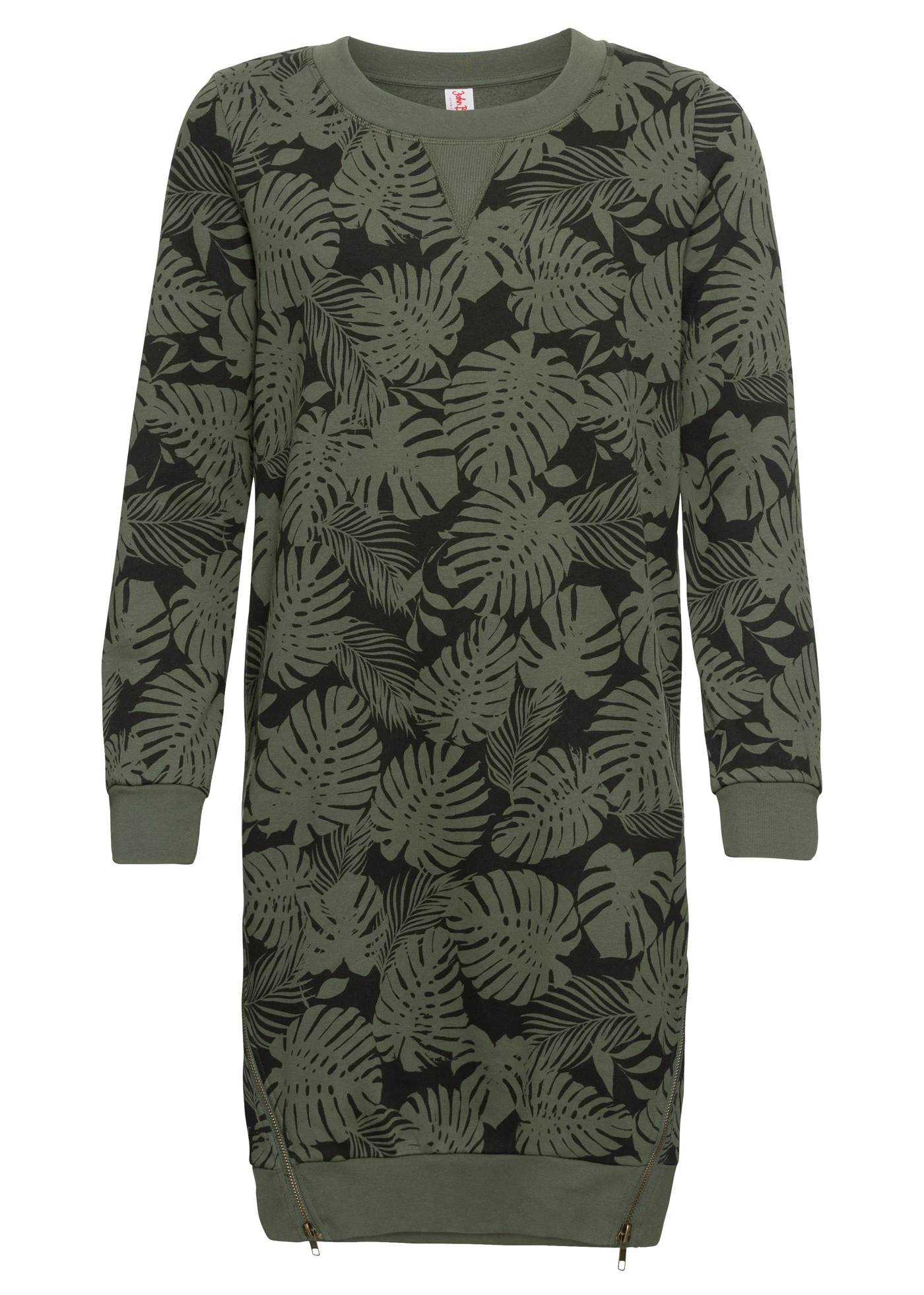 Mikinové šaty s potiskem • tmavě olivovo-černá s potiskem • bonprix obchod