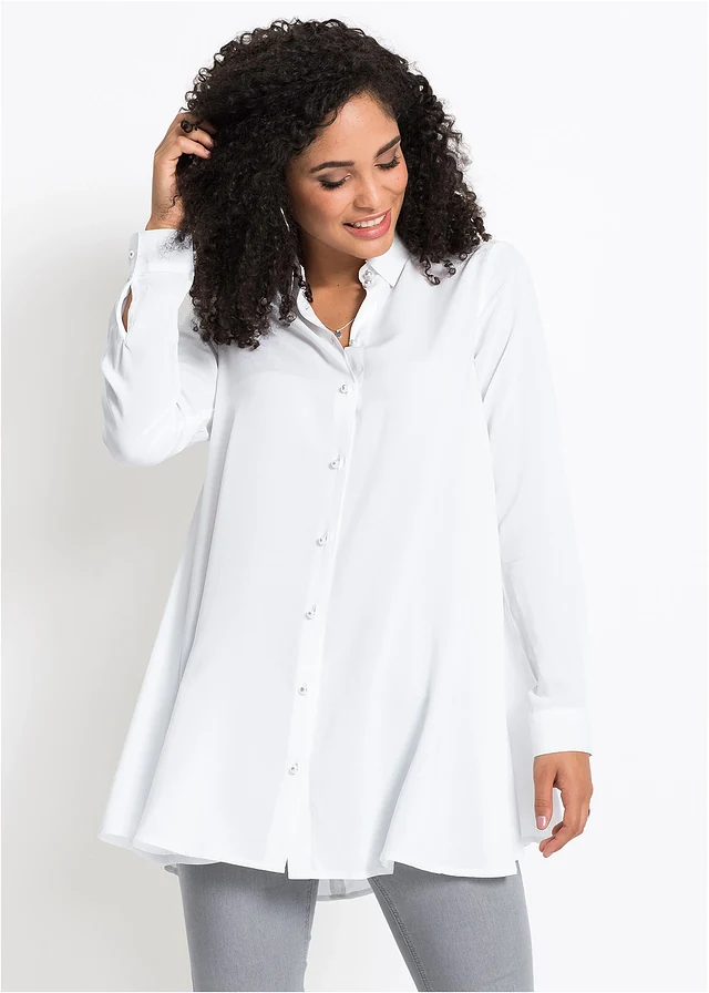 Blouse van viscose, Kleur: wit