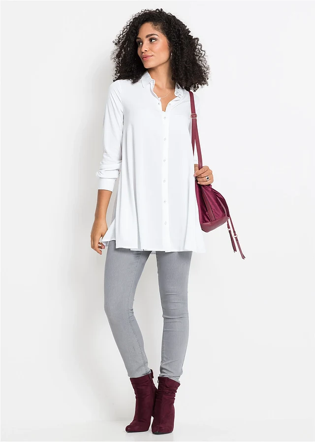 Blouse van viscose, Kleur: wit
