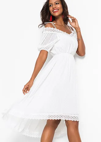 Jurk met spaghettibandjes met asymmetrische onderrand • wit • bonprix online shop