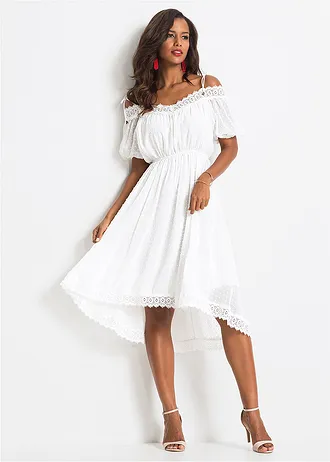 Jurk met spaghettibandjes met asymmetrische onderrand • wit • bonprix online shop