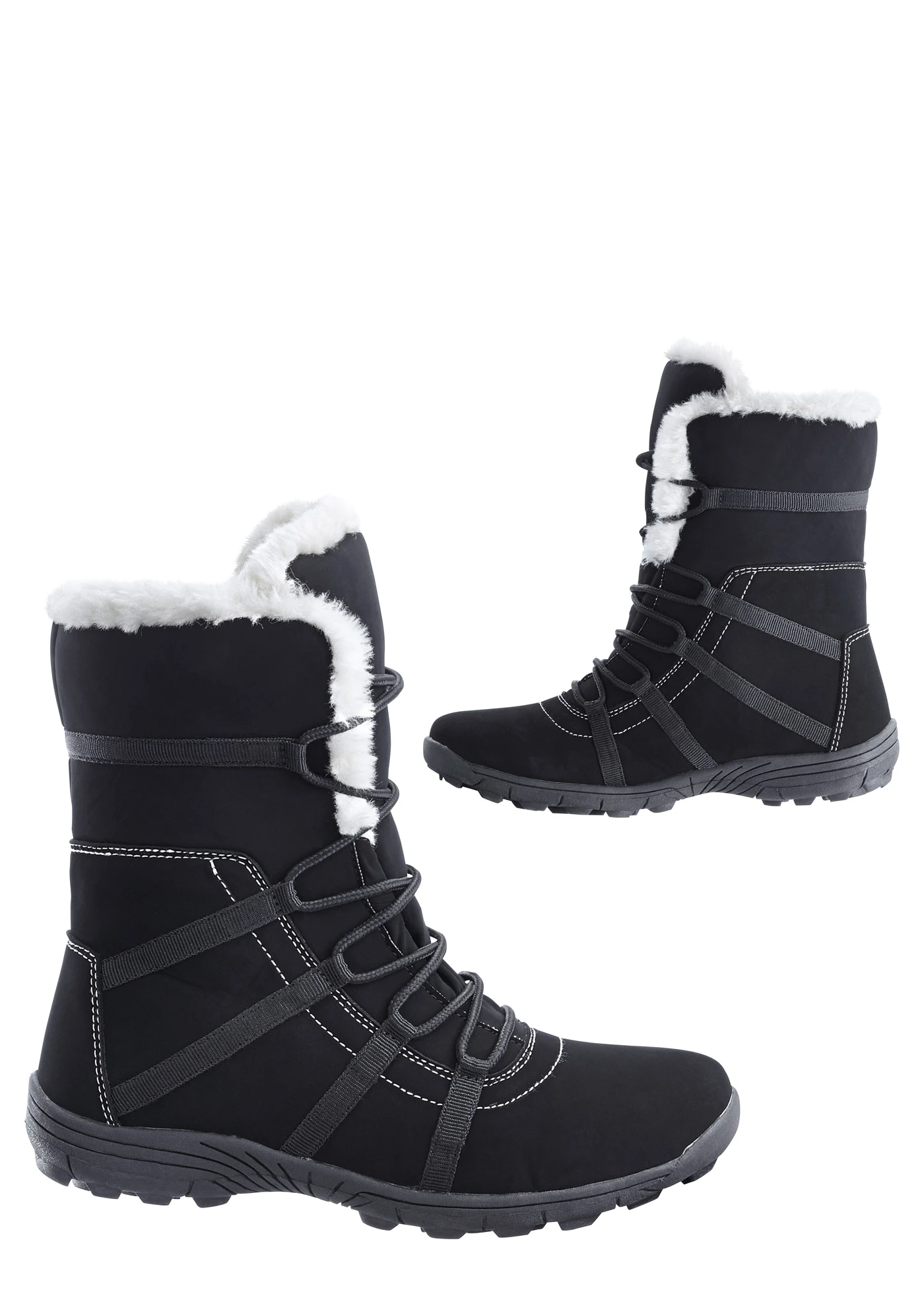 Boots fourrées à lacets • noir • Boutique bonprix