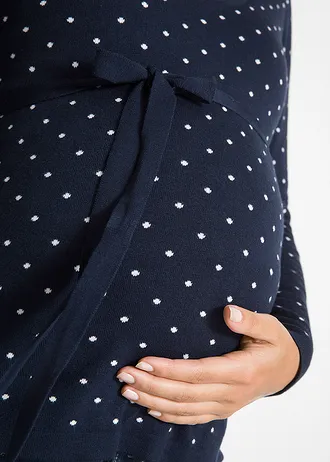 Těhotenský a kojicí svetr 2 v 1, z jemného úpletu • tmavě modrá s puntíky • bonprix obchod