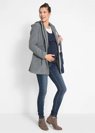 Těhotenský a kojicí svetr 2 v 1, z jemného úpletu • tmavě modrá s puntíky • bonprix obchod