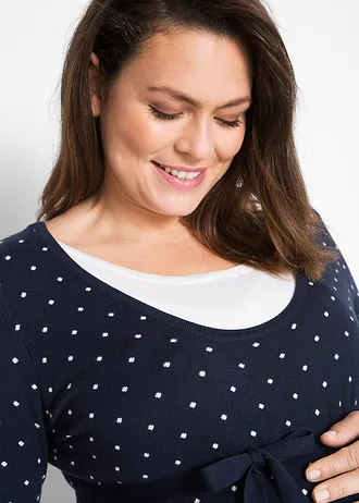 Zwangerschapstrui / voedingstrui • donkerblauw gestippeld plus size • bonprix online shop
