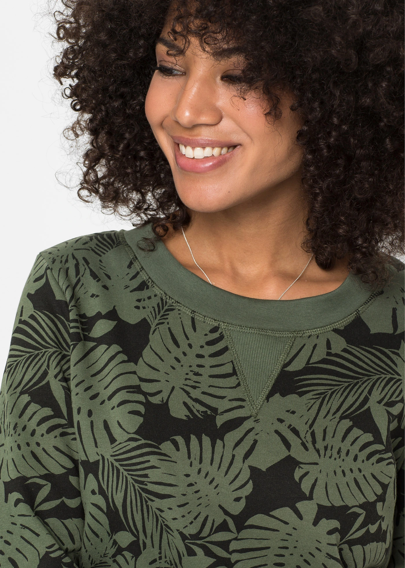 Mikinové šaty s potiskem • tmavě olivovo-černá s potiskem • bonprix obchod